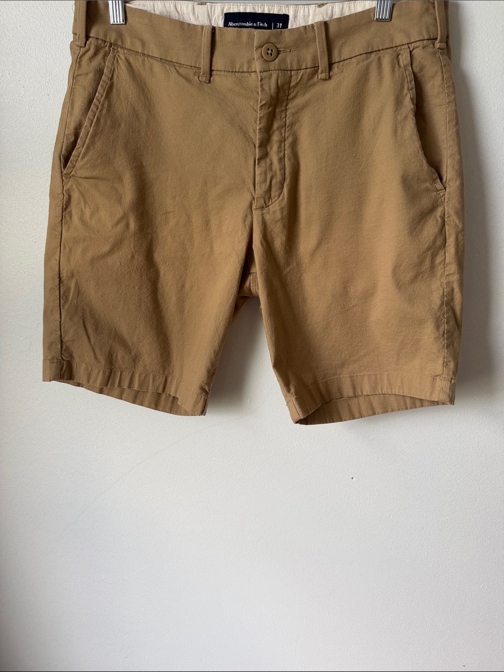 Abercrombie & Fitch Men's Khaki Flat Front Cotton Shorts size 31